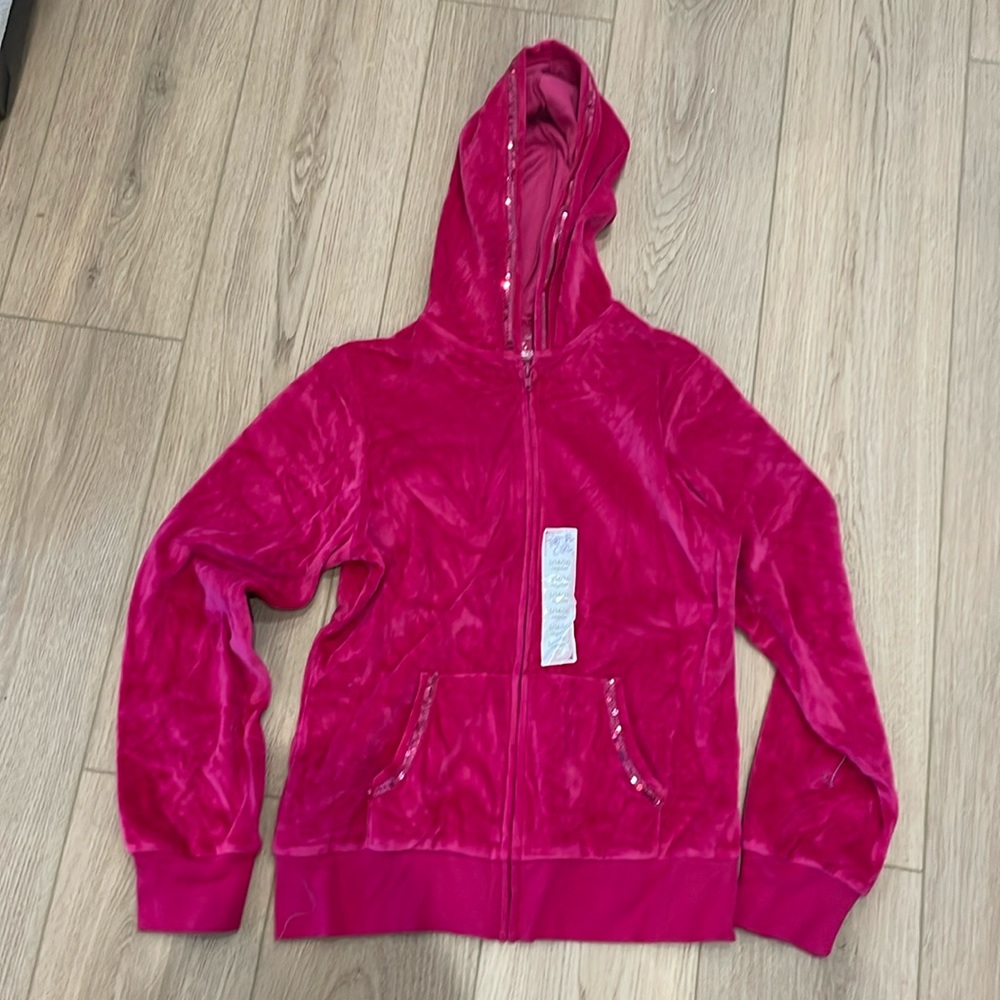 Girls sequin zip up, NWT SIZE L